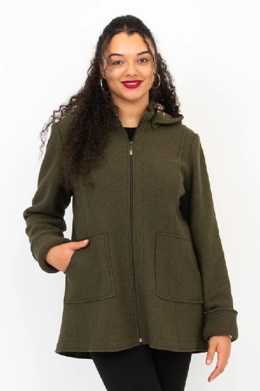 Shearling - lined women's leather coats for ultimate warmth and luxuryMaro Coat, Moss, Boiled Wool Shearling - lined women's leather coats for ultimate warmth and luxuryMaro Coat, Moss, Boiled Wool
