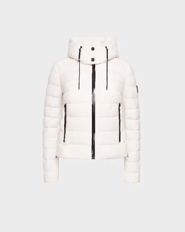 Hooded women's puffer coats in neon colors for high - visibility sportsMELISSA - 8124031 Cotton White