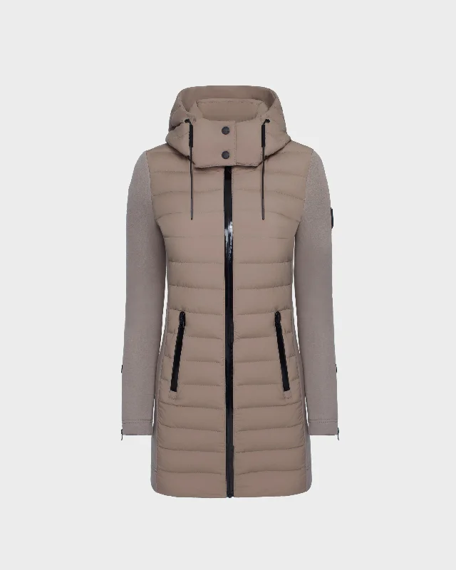 Women's knee - length wool blend coats with a fur collar for added warmthMERINA M - 8124030 Cement