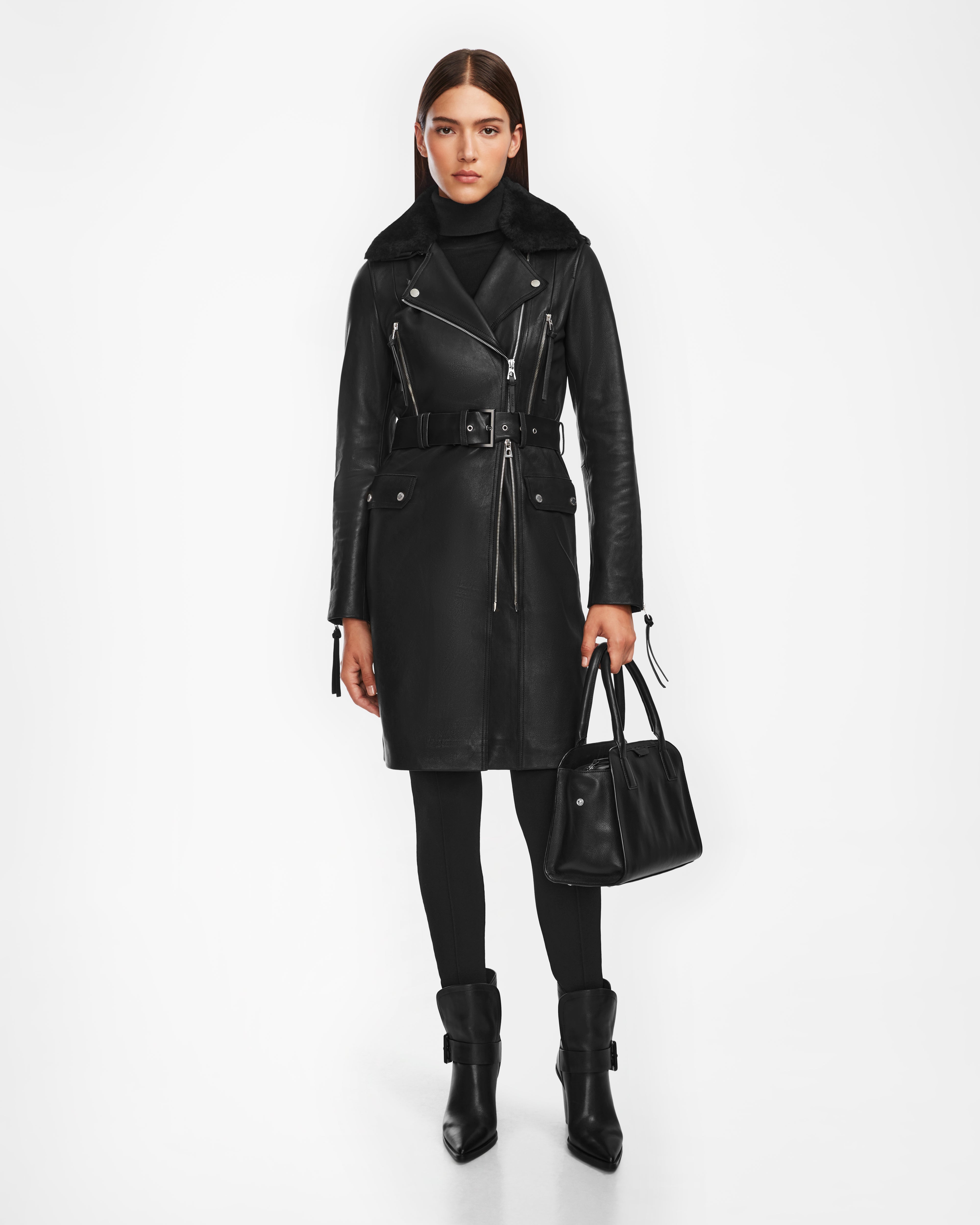 Shearling - lined women's leather coats for ultimate warmth and luxuryMIDWAY - 8124558 Black Shearling - lined women's leather coats for ultimate warmth and luxuryMIDWAY - 8124558 Black