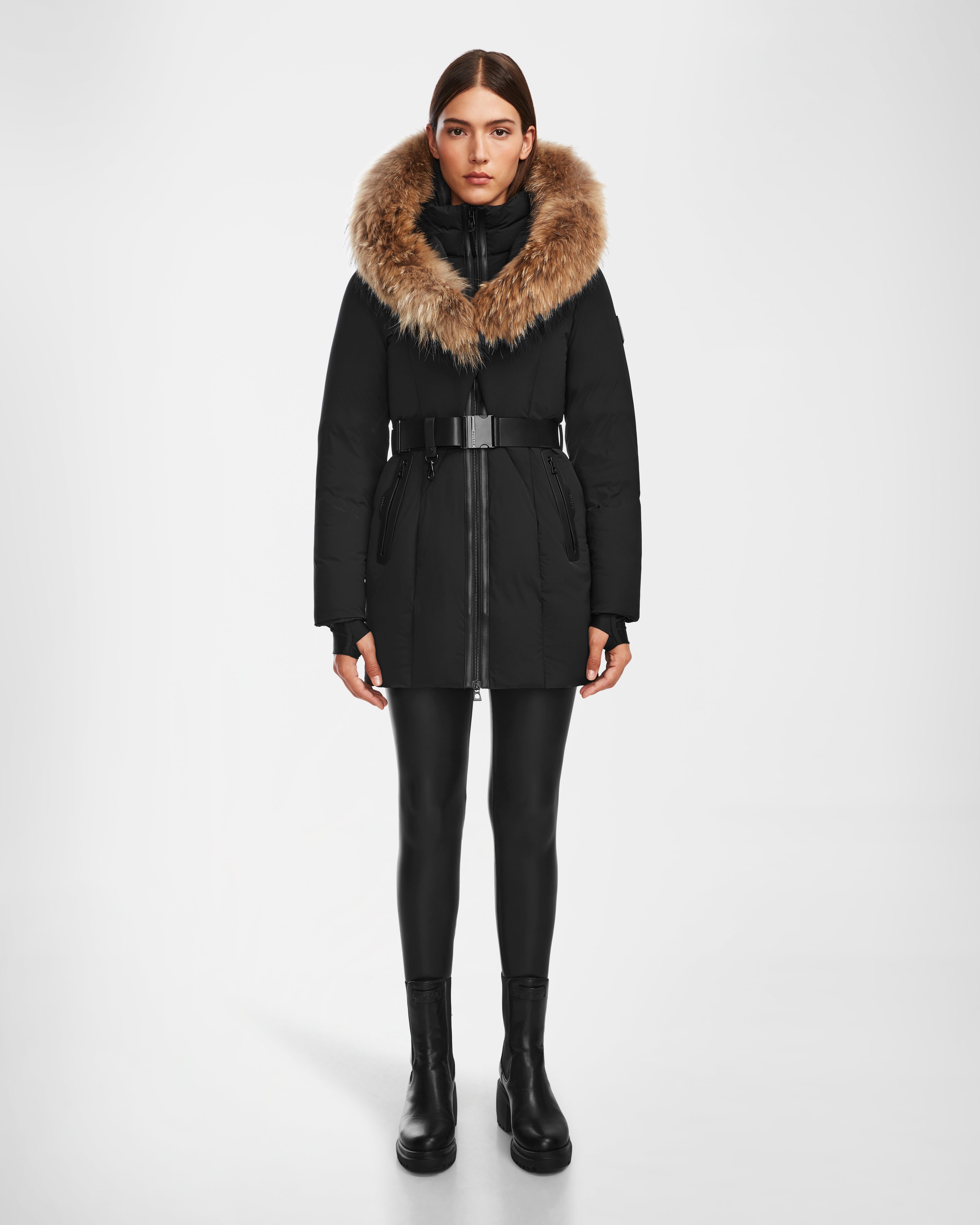 Long women's mac coats in a lightweight fabric for spring showersMODA - 8124549 Black/Natural