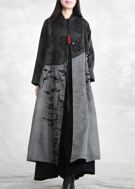 Petite women's wool blend coats with a tailored fit for a flattering silhouetteModern Dark Grey Pockets Patchwork Cotton Trench Coat Spring Petite women's wool blend coats with a tailored fit for a flattering silhouetteModern Dark Grey Pockets Patchwork Cotton Trench Coat Spring