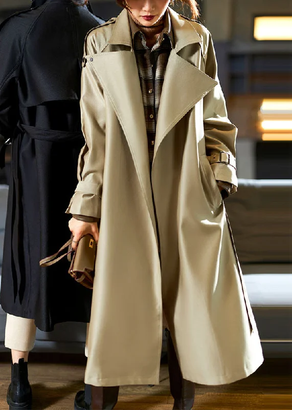 Oversized women's wool coats in a monochromatic look for a trendy outfitModern Khaki Notched Pockets Sashes Trench Coat Fall Oversized women's wool coats in a monochromatic look for a trendy outfitModern Khaki Notched Pockets Sashes Trench Coat Fall