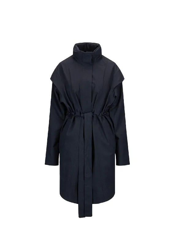 Water - resistant women's trench coats with adjustable cuffs for rainy daysMonsun Coat - Dark Navy Water - resistant women's trench coats with adjustable cuffs for rainy daysMonsun Coat - Dark Navy