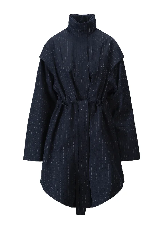 Quilted down women's coats with removable hoods for outdoor activitiesMonsun Coat - Navy Pinstripe Quilted down women's coats with removable hoods for outdoor activitiesMonsun Coat - Navy Pinstripe
