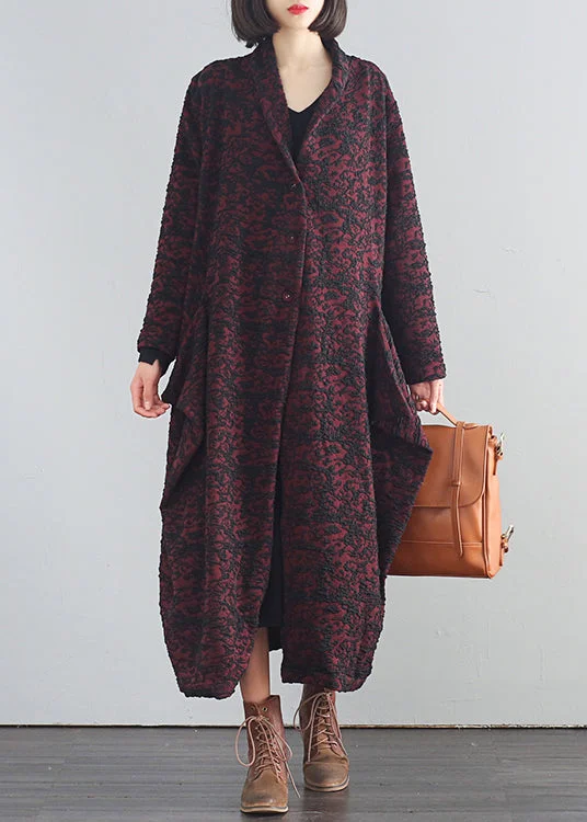 Women's reversible down coats with two - tone designs for versatile stylingMulberry V Neck Print Button Trench Coats Fall