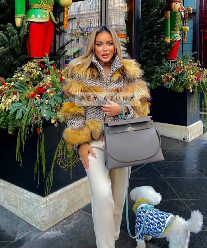 Shearling - lined women's leather coats for ultimate warmth and luxuryMulti Color Raccoon Fur Tweed Coat Shearling - lined women's leather coats for ultimate warmth and luxuryMulti Color Raccoon Fur Tweed Coat