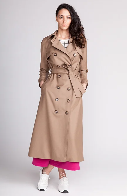 Petite women's wool blend coats with a tailored fit for a flattering silhouetteNamed Isla Trench Coat