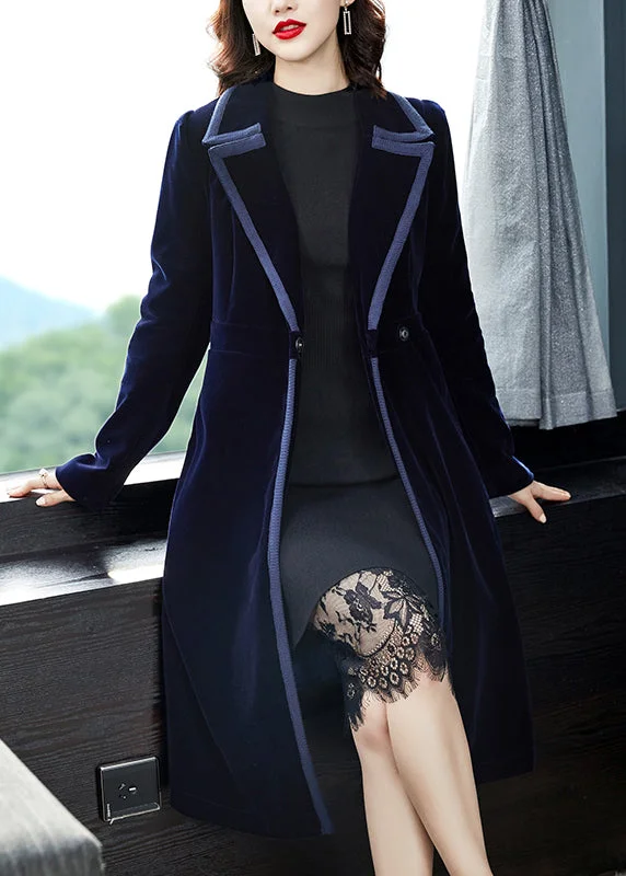 Women's waterproof parka coats with multiple pockets for practicalityNatural Navy Peter Pan Collar Button Patchwork Velour Trench Coat Fall Women's waterproof parka coats with multiple pockets for practicalityNatural Navy Peter Pan Collar Button Patchwork Velour Trench Coat Fall