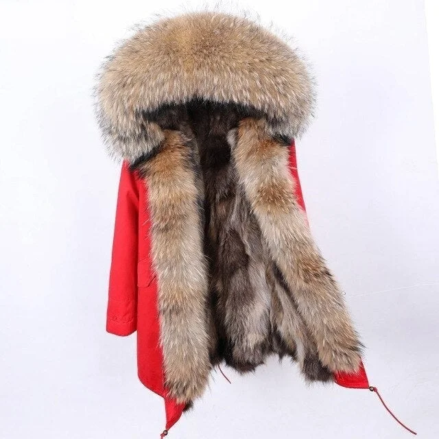 Oversized women's wool coats in a monochromatic look for a trendy outfitNatural Raccoon Fur Collar Hooded Long Winter Jacket for Women Oversized women's wool coats in a monochromatic look for a trendy outfitNatural Raccoon Fur Collar Hooded Long Winter Jacket for Women