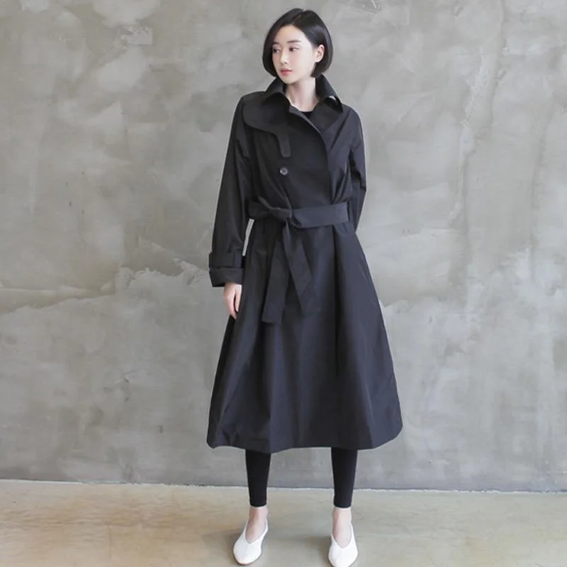 Women's pea coats with brass buttons for a nautical - inspired styleNatural tie waist Fine double breast clothes For Women black tunic coats Women's pea coats with brass buttons for a nautical - inspired styleNatural tie waist Fine double breast clothes For Women black tunic coats
