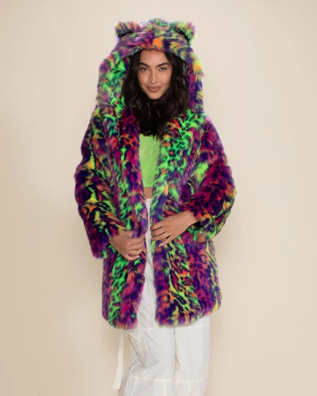 Women's cropped leather coats with silver studs for an edgy lookClassic Women's Faux Fur Coat | Neon Disco Kitty Women's cropped leather coats with silver studs for an edgy lookClassic Women's Faux Fur Coat | Neon Disco Kitty