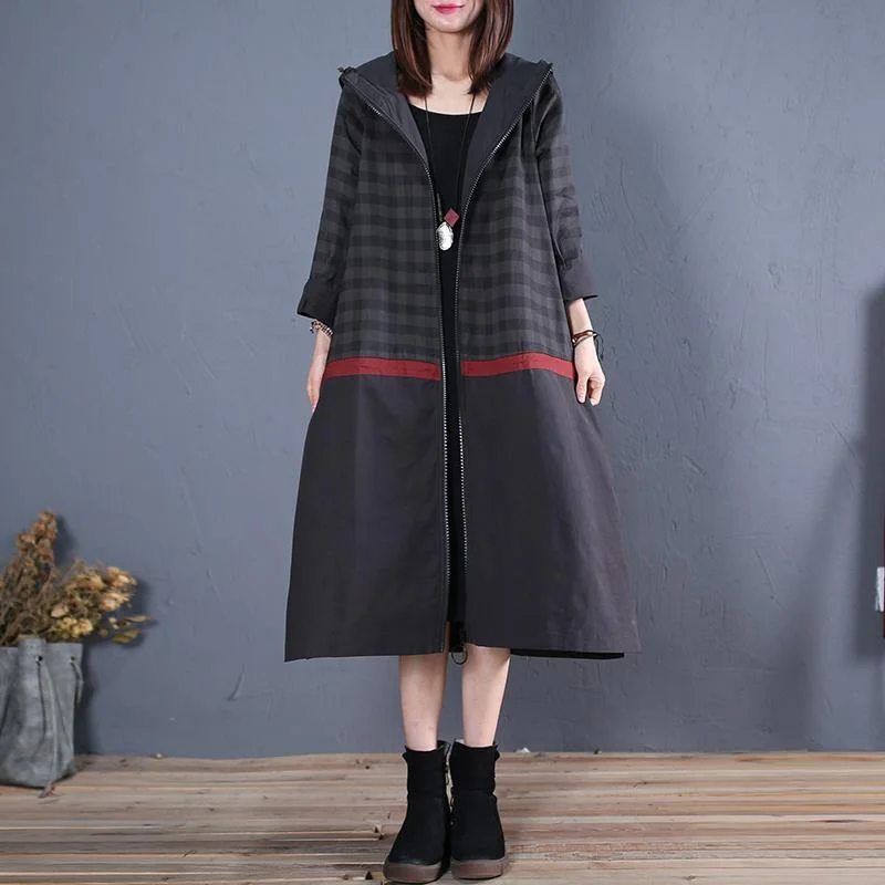 Embroidered women's cotton coats in a bohemian pattern for a unique designNew black hooded coat for woman Loose fitting long fall coat patchwork Embroidered women's cotton coats in a bohemian pattern for a unique designNew black hooded coat for woman Loose fitting long fall coat patchwork