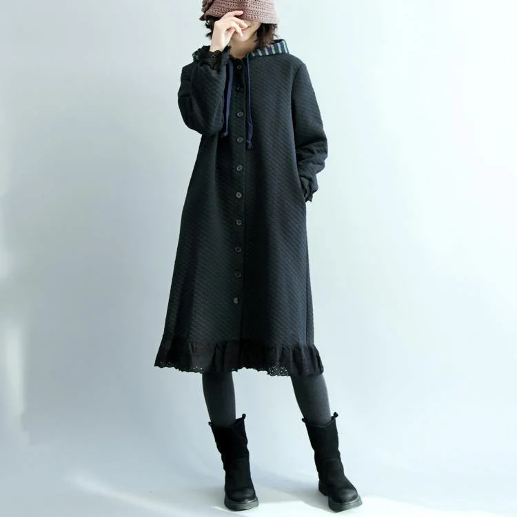 Long women's mac coats in a lightweight fabric for spring showersNew Black Parka Oversized O Neck Quilted Coat Thick Hem Lace Coats Long women's mac coats in a lightweight fabric for spring showersNew Black Parka Oversized O Neck Quilted Coat Thick Hem Lace Coats