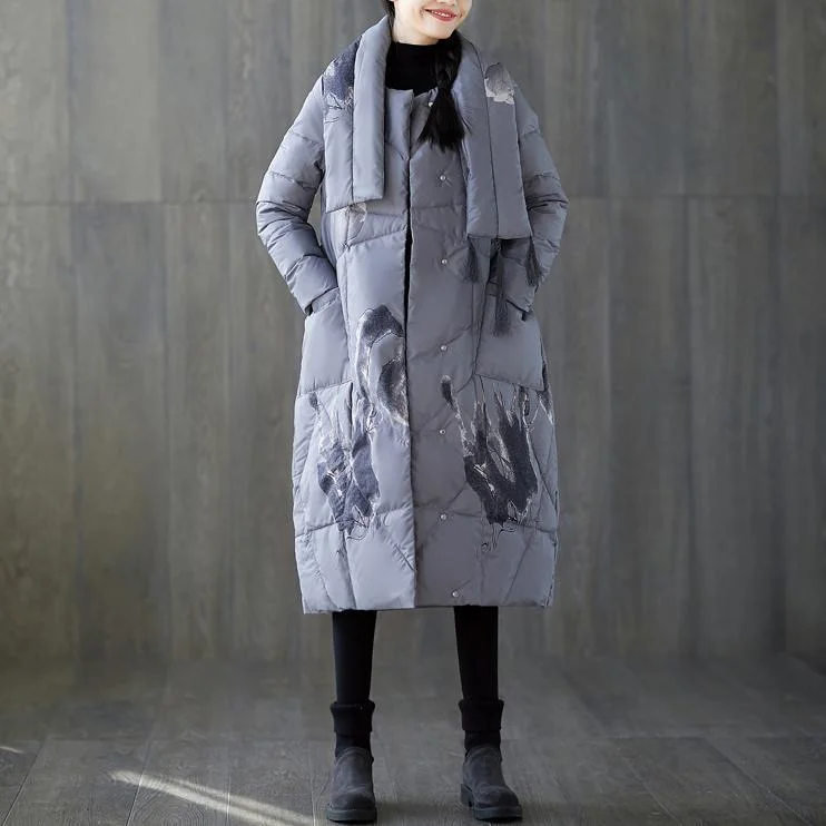 Oversized women's wool coats in a monochromatic look for a trendy outfitNew gray print winter down coat oversized tassel New pockets down coat Oversized women's wool coats in a monochromatic look for a trendy outfitNew gray print winter down coat oversized tassel New pockets down coat