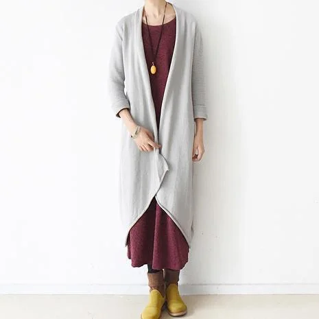 Long women's mac coats in a lightweight fabric for spring showersnew gray white think knit coats long asymmetrical design cotton cardigans Long women's mac coats in a lightweight fabric for spring showersnew gray white think knit coats long asymmetrical design cotton cardigans
