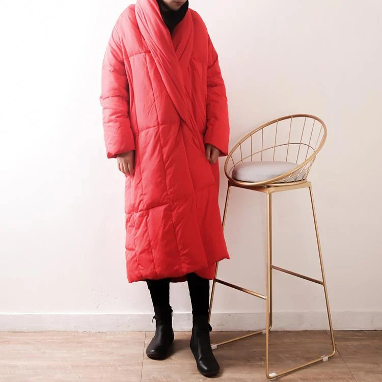 Women's knee - length wool blend coats with a fur collar for added warmthNew red down coat oversized V neck thick quilted coat tie waist pockets coats Women's knee - length wool blend coats with a fur collar for added warmthNew red down coat oversized V neck thick quilted coat tie waist pockets coats