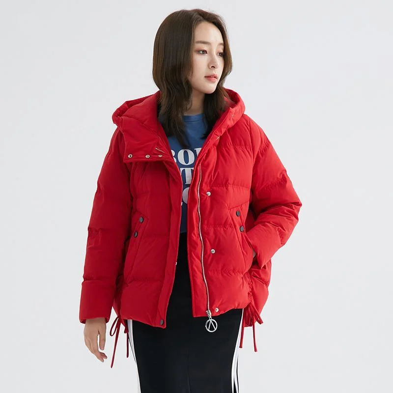 Plus size women's wool blend coats for a warm and stylish winterNew red goose Down coat Loose fitting side tie snow jackets hooded winter outwear Plus size women's wool blend coats for a warm and stylish winterNew red goose Down coat Loose fitting side tie snow jackets hooded winter outwear