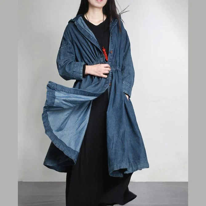 Belted women's cashmere coats in soft pastels for a luxurious feelnew warm denim fashion cotton outwear baggy loose hooded drawstring cardigans coats