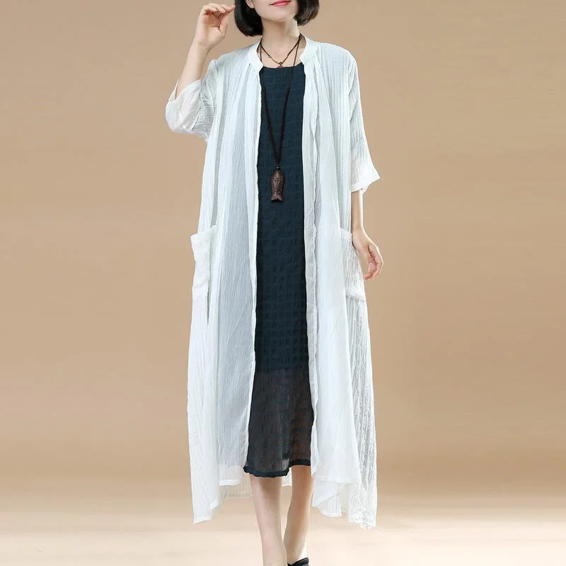 Belted women's cashmere coats in soft pastels for a luxurious feelnew white casual cotton coats loose casual thin maxi cardigans