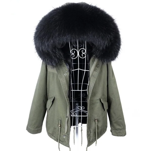 Women's long - sleeve wool coats in a houndstooth pattern for a classic charmOffice Lady Style Long Sleeved Winter Jacket with Natural Raccoon Fur Collar Women's long - sleeve wool coats in a houndstooth pattern for a classic charmOffice Lady Style Long Sleeved Winter Jacket with Natural Raccoon Fur Collar