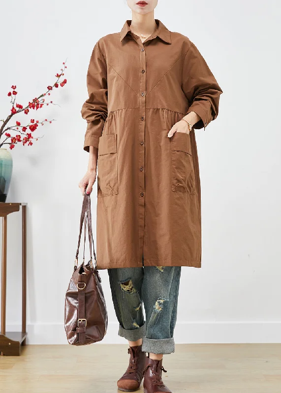 Plus size women's wool blend coats for a warm and stylish winterOrganic Coffee Oversized Patchwork Pockets Cotton Trench Coats Fall Plus size women's wool blend coats for a warm and stylish winterOrganic Coffee Oversized Patchwork Pockets Cotton Trench Coats Fall