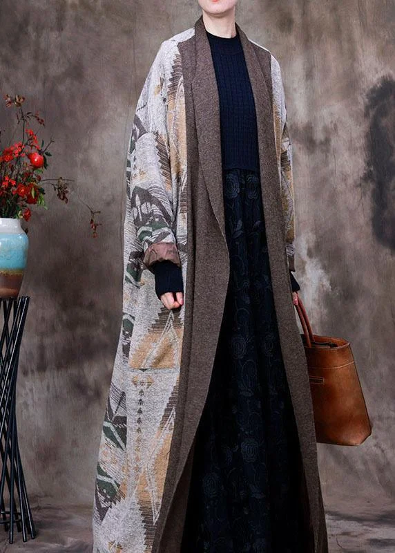 Women's cropped leather coats with silver studs for an edgy lookOrganic Coffee V Neck Print asymmetrical design Patchwork Fall Woolen Coat Long sleeve Women's cropped leather coats with silver studs for an edgy lookOrganic Coffee V Neck Print asymmetrical design Patchwork Fall Woolen Coat Long sleeve
