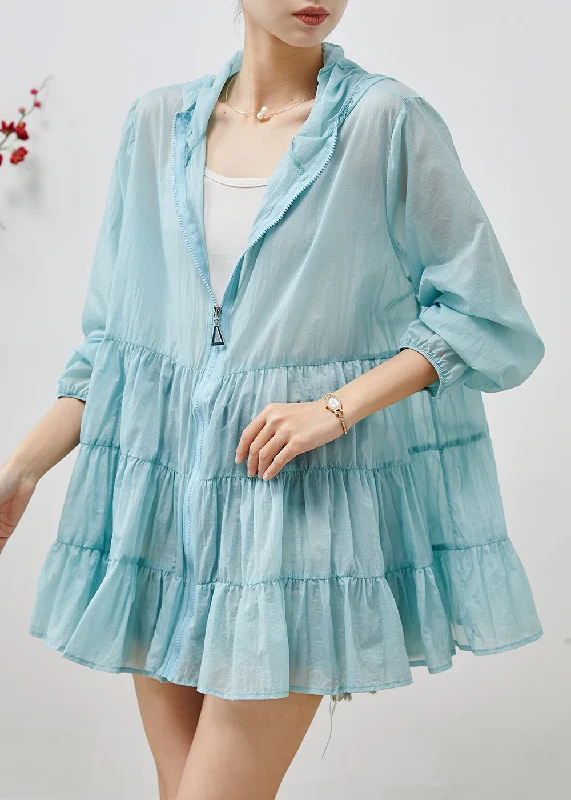 Oversized women's wool coats in a monochromatic look for a trendy outfitOrganic Sky Blue Hooded Patchwork Spandex Coats Summer Oversized women's wool coats in a monochromatic look for a trendy outfitOrganic Sky Blue Hooded Patchwork Spandex Coats Summer
