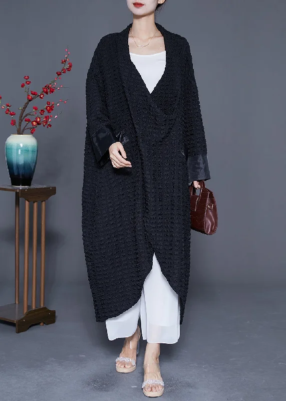 Water - resistant women's trench coats with adjustable cuffs for rainy daysOriginal Design Black Oversized Wrinkled Pockets Trench Coats Spring Water - resistant women's trench coats with adjustable cuffs for rainy daysOriginal Design Black Oversized Wrinkled Pockets Trench Coats Spring