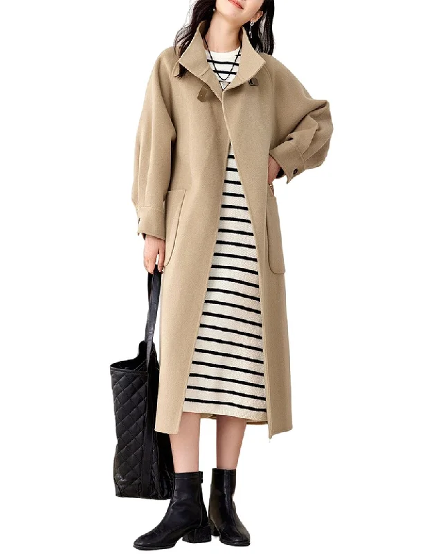 Women's cropped leather coats with silver studs for an edgy lookOUNIXUE Wool-Blend Coat Women's cropped leather coats with silver studs for an edgy lookOUNIXUE Wool-Blend Coat