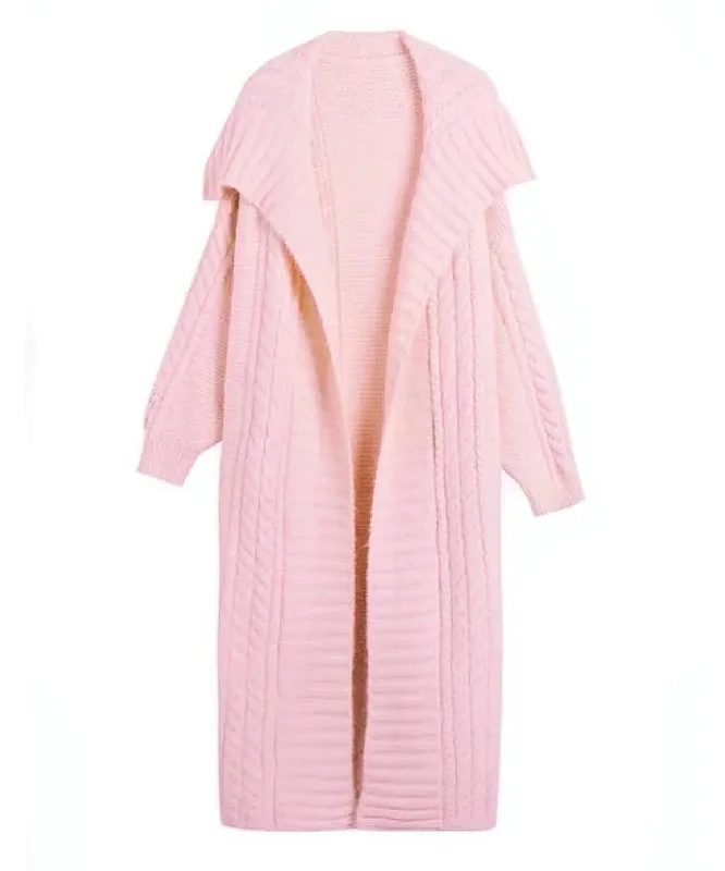 Belted women's cashmere coats in soft pastels for a luxurious feelOversized Mid Length Knitted Cardigan