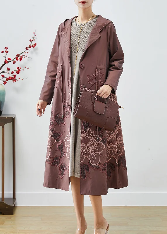 Belted women's cashmere coats in soft pastels for a luxurious feelPale Mauve Spandex Trench Coat Embroideried Tie Waist Fall Belted women's cashmere coats in soft pastels for a luxurious feelPale Mauve Spandex Trench Coat Embroideried Tie Waist Fall