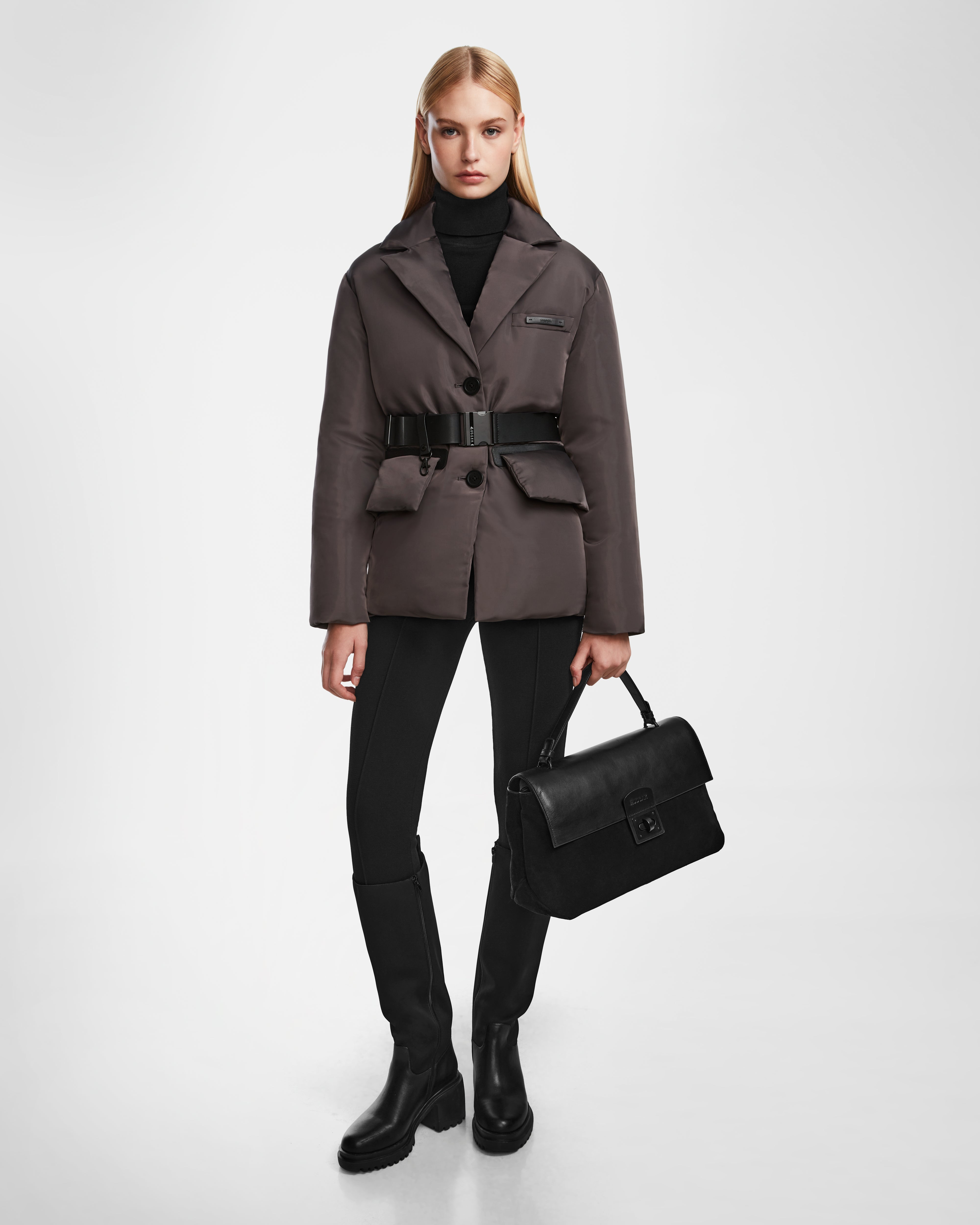 Mid - length women's down coats in a slim fit for a modern and sleek appearancePAOLA - 8124547 Grey Mid - length women's down coats in a slim fit for a modern and sleek appearancePAOLA - 8124547 Grey