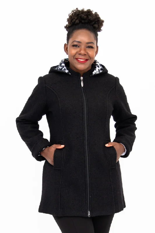 Women's reversible down coats with two - tone designs for versatile stylingPender Coat, Black, Wool Women's reversible down coats with two - tone designs for versatile stylingPender Coat, Black, Wool