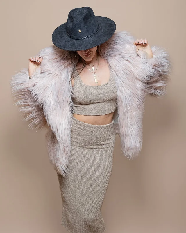 Petite women's wool blend coats with a tailored fit for a flattering silhouetteWomen's Pink Faux Fur Jacket | Shaggy Mongolian Llama
