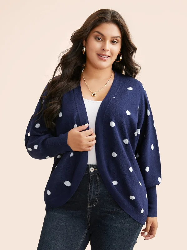 machine washable women cardigan for easy carePolka Dot Curved Hem Dolman Sleeve Cardigan machine washable women cardigan for easy carePolka Dot Curved Hem Dolman Sleeve Cardigan