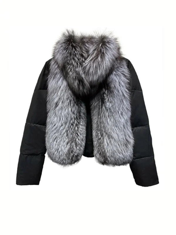 Shearling - lined women's leather coats for ultimate warmth and luxuryPuffer Coat With Fox Fur Collar
