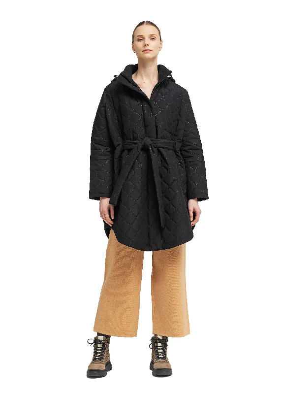 Quilted down women's coats with removable hoods for outdoor activitiesQuilted Bris Poncho - New Black Quilted down women's coats with removable hoods for outdoor activitiesQuilted Bris Poncho - New Black