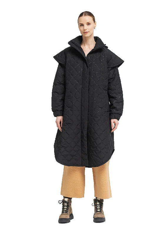 Women's cropped leather coats with silver studs for an edgy lookQuilted Tyfon Coat - New Black