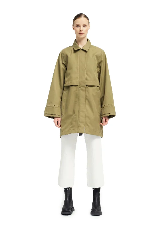 Quilted down women's coats with removable hoods for outdoor activitiesLyn Coat - Lizard Green