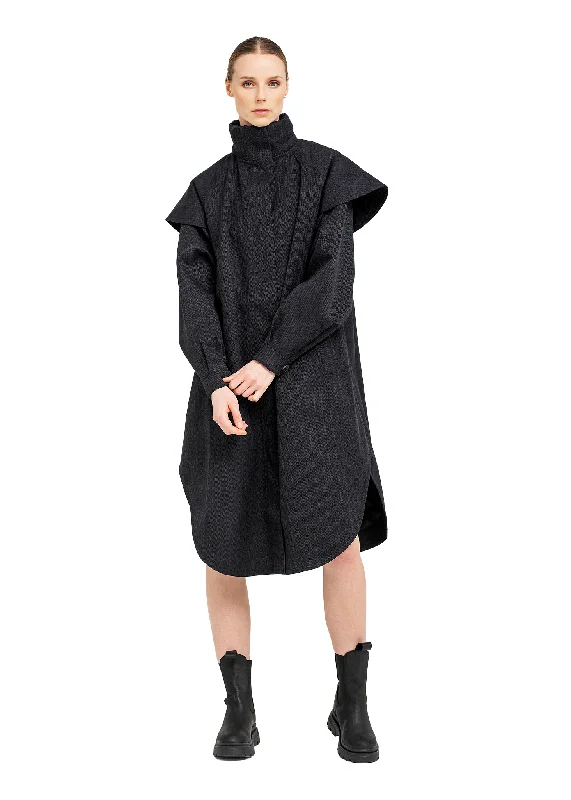 Women's pea coats with brass buttons for a nautical - inspired styleTyfon Coat - Black Tweed Women's pea coats with brass buttons for a nautical - inspired styleTyfon Coat - Black Tweed