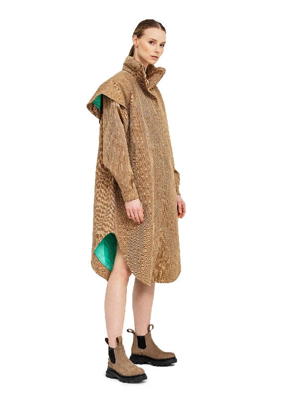 Women's long - sleeve wool coats in a houndstooth pattern for a classic charmTyfon Coat - Camel Tweed Women's long - sleeve wool coats in a houndstooth pattern for a classic charmTyfon Coat - Camel Tweed