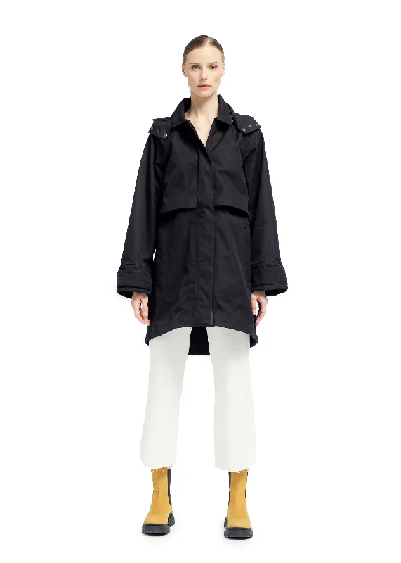 Embroidered women's cotton coats in a bohemian pattern for a unique designLyn Coat - New Black