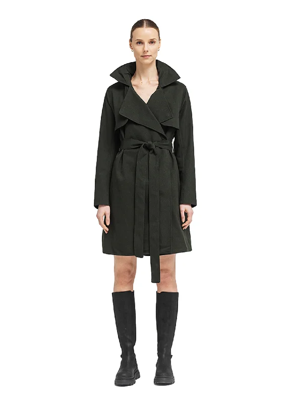Women's longline double - breasted camel coats for a sophisticated lookYr Coat - Rosin Dark Green