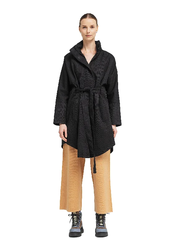 Quilted down women's coats with removable hoods for outdoor activitiesBris Poncho - Black Tweed Quilted down women's coats with removable hoods for outdoor activitiesBris Poncho - Black Tweed
