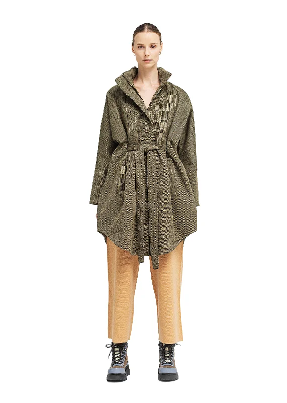 Quilted down women's coats with removable hoods for outdoor activitiesBris Poncho - Green Tweed Quilted down women's coats with removable hoods for outdoor activitiesBris Poncho - Green Tweed