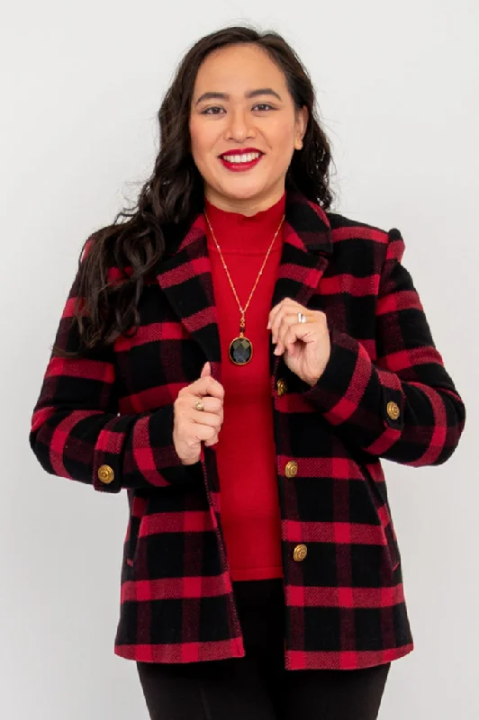 Women's faux fur coats in bright colors for a bold fashion statementRobin Coat, Buffalo Plaid, Boiled Wool Women's faux fur coats in bright colors for a bold fashion statementRobin Coat, Buffalo Plaid, Boiled Wool