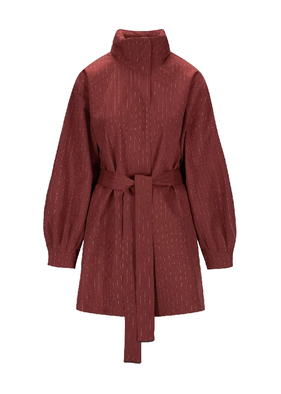 Women's cropped leather coats with silver studs for an edgy lookRossby Coat - Russet Pinstripe Women's cropped leather coats with silver studs for an edgy lookRossby Coat - Russet Pinstripe