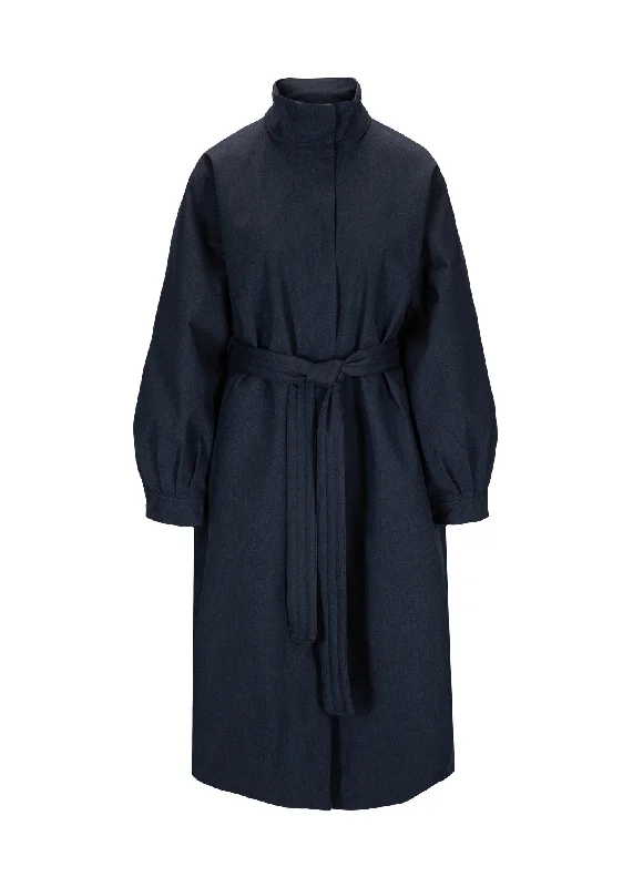 Women's cropped leather coats with silver studs for an edgy lookRossby Maxi Coat - Dark Navy Women's cropped leather coats with silver studs for an edgy lookRossby Maxi Coat - Dark Navy