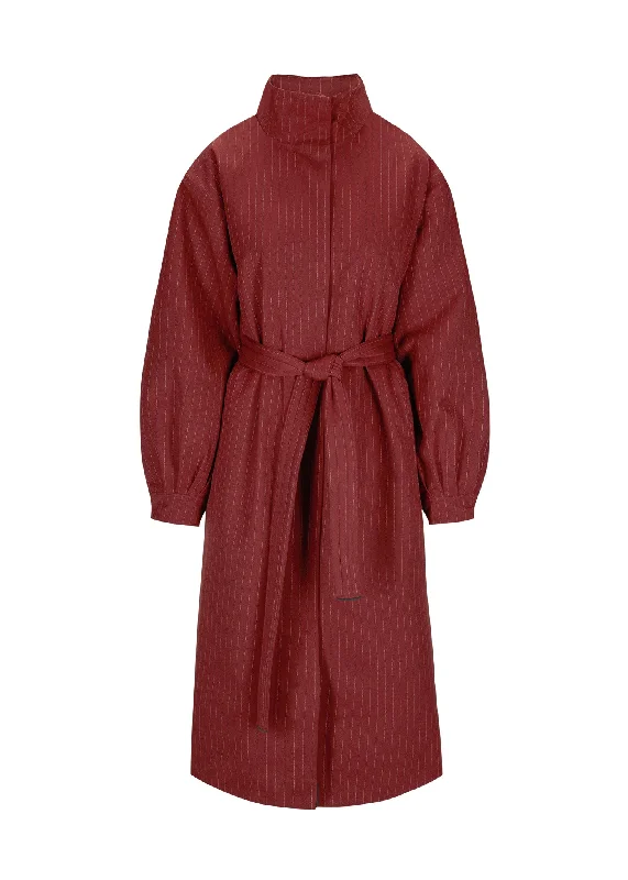 Women's long - sleeve wool coats in a houndstooth pattern for a classic charmRossby Maxi Coat - Russet Pinstripe Women's long - sleeve wool coats in a houndstooth pattern for a classic charmRossby Maxi Coat - Russet Pinstripe